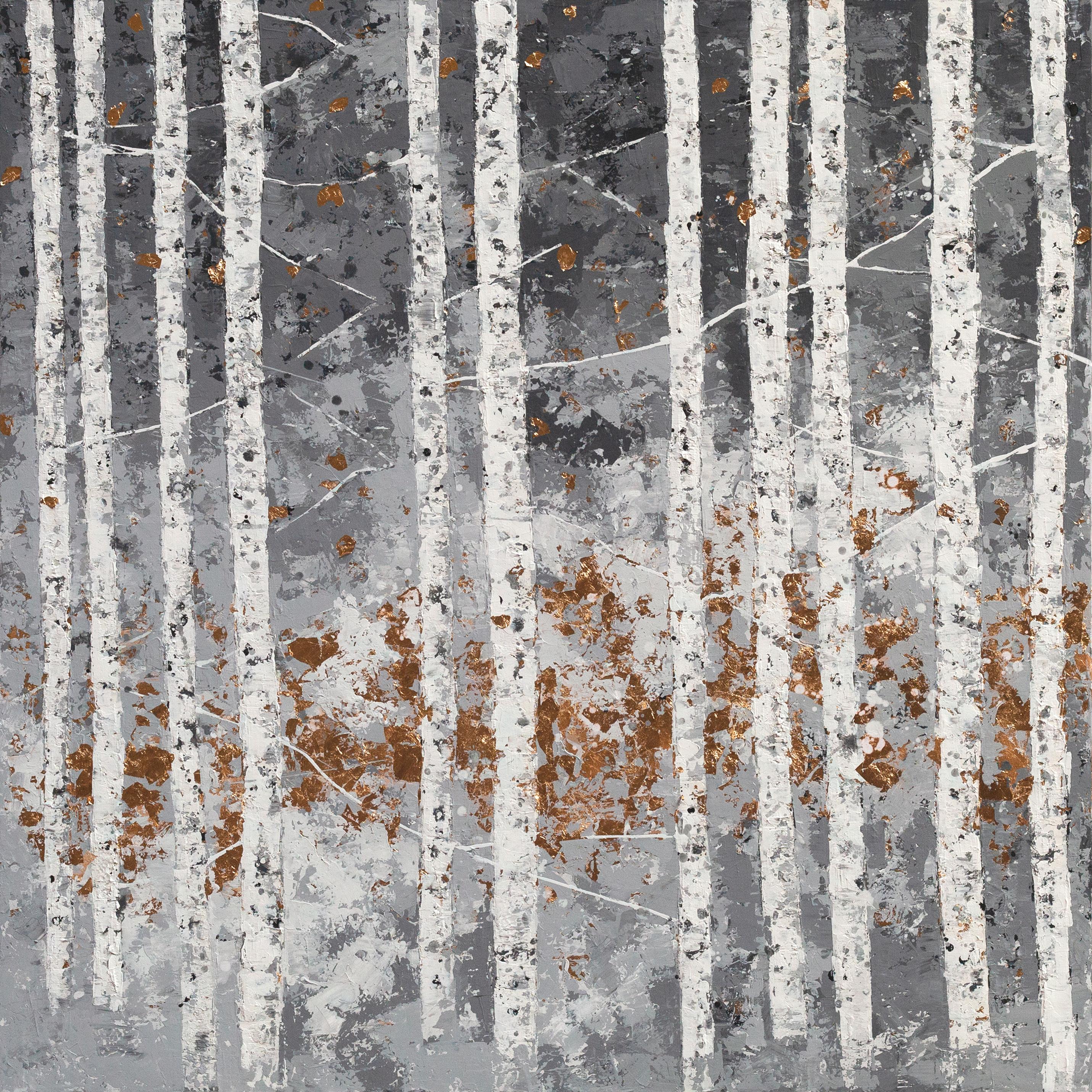 El Bosque Nevado - 21st Century, Contemporary, Abstract Painting, Gold, Forest