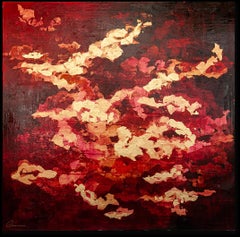 Braises - 21e siècle, Huile, abstrait, nuit, feuille d
or