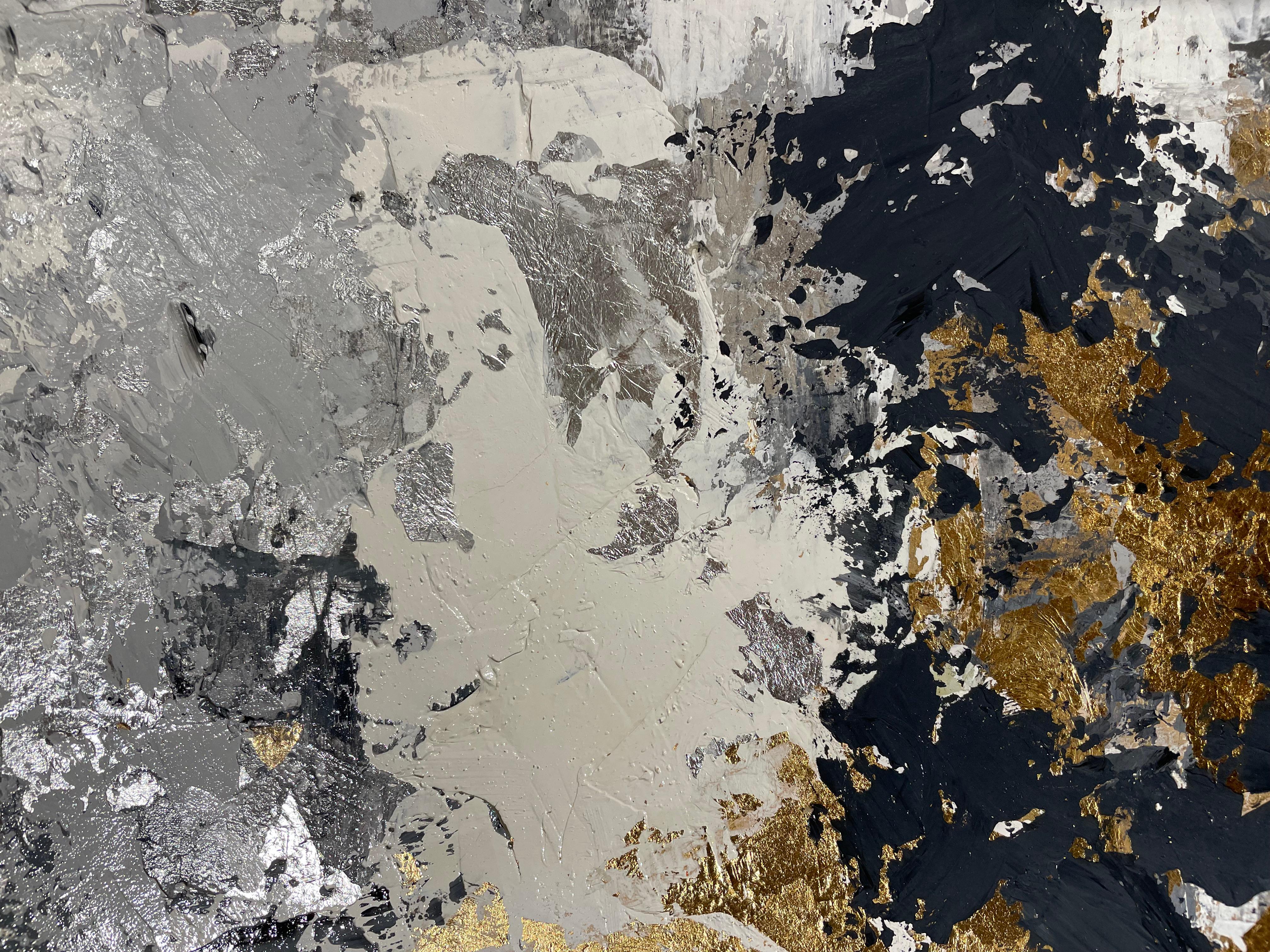 Evanescence- 21° secolo, Contemporaneo, Astratto, Pittura a olio, Foglia d'oro in vendita 3