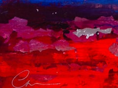 Cielo serale con argento - 21° secolo, Olio, astratto, notte, foglia d'oro