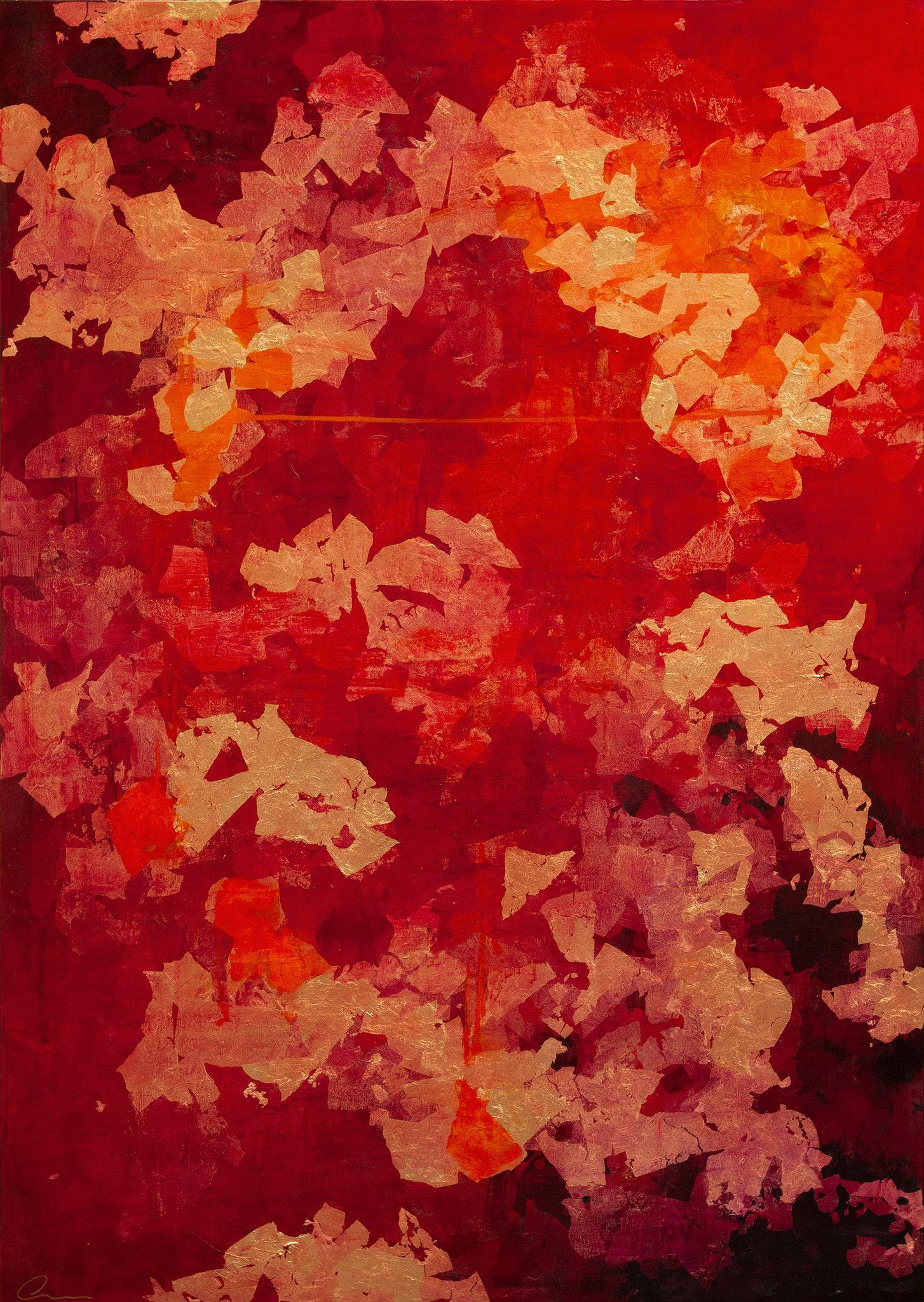 Peinture abstraite « Exhale » du 21e siècle, contemporaine, feuille d'or - Mixed Media Art de Chelsea Davine