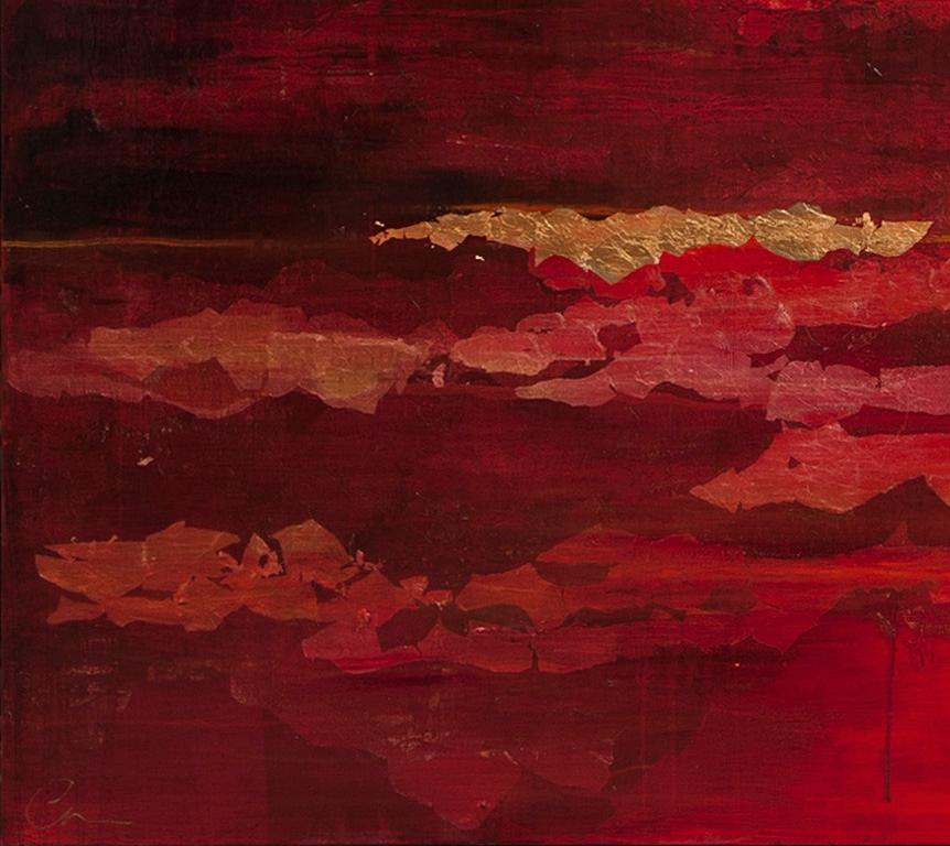 Fading Light - 21st Century, Contemporary, Abstract Painting, Gold Leaf 2