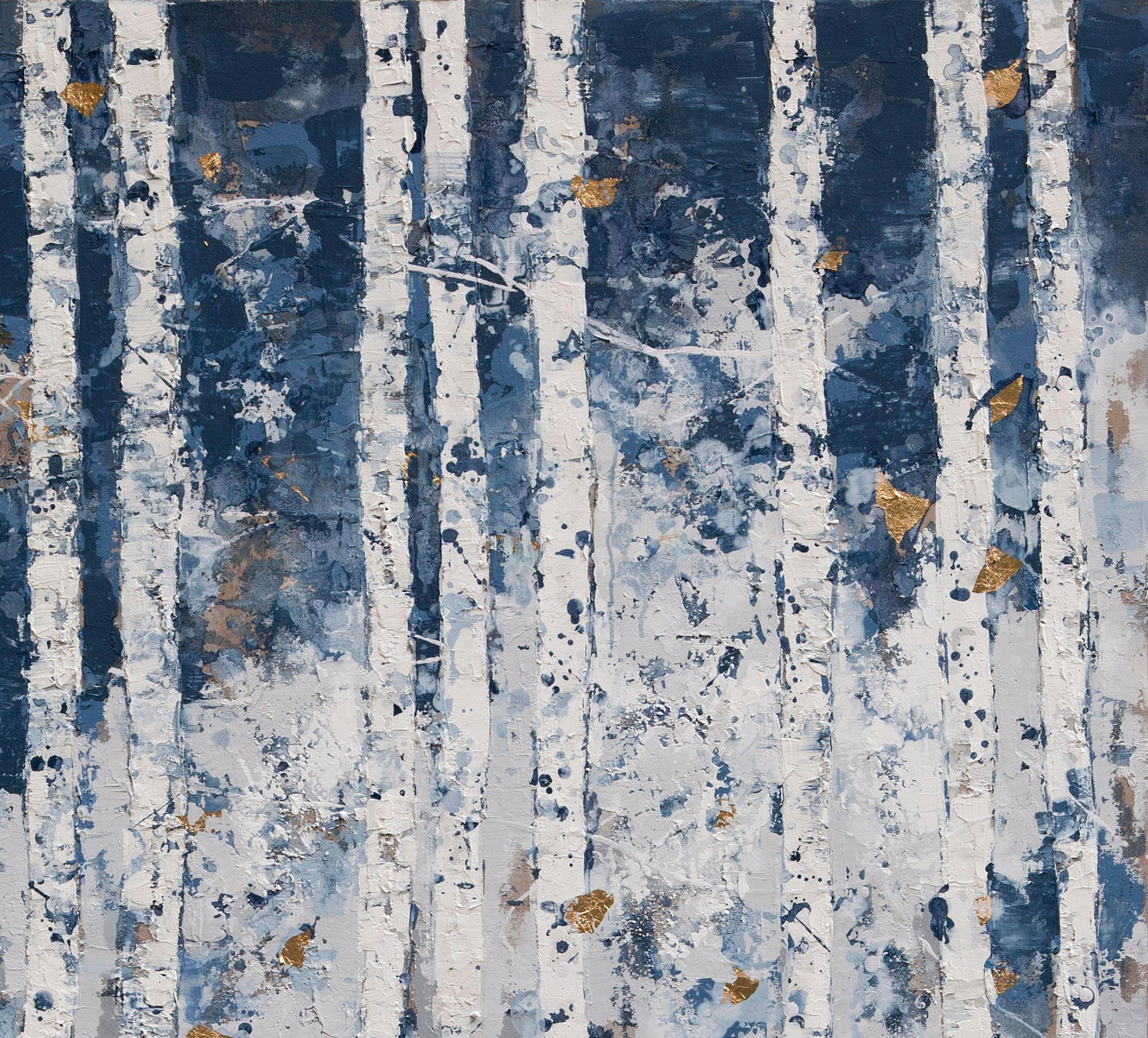 First Snowfall - 21st Century, Contemporary, Figurative Oil Painting, Gold Leaf 1