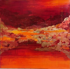 Flow II - 21e siècle, contemporain, abstrait, peinture à l'huile, feuille d'or