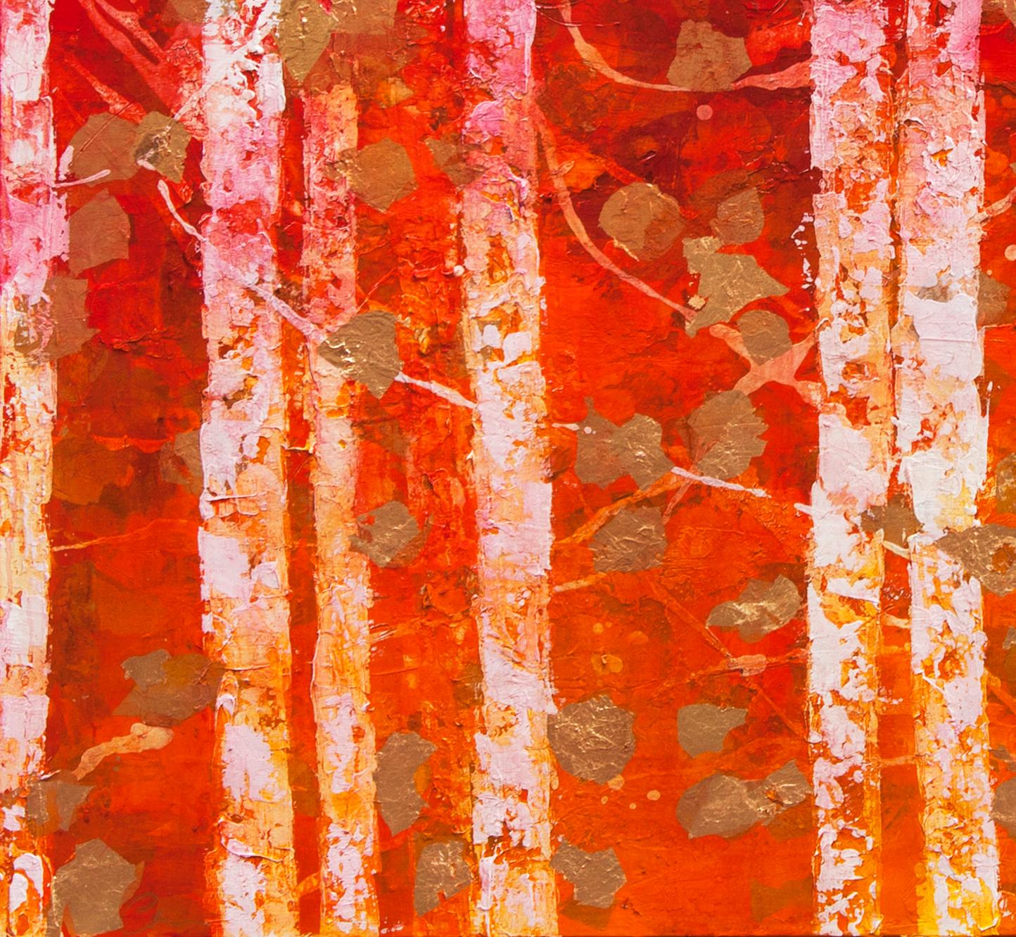 Golden Forest - 21st Century, Contemporary, Abstract Painting, Oil, Gold Leaf 2