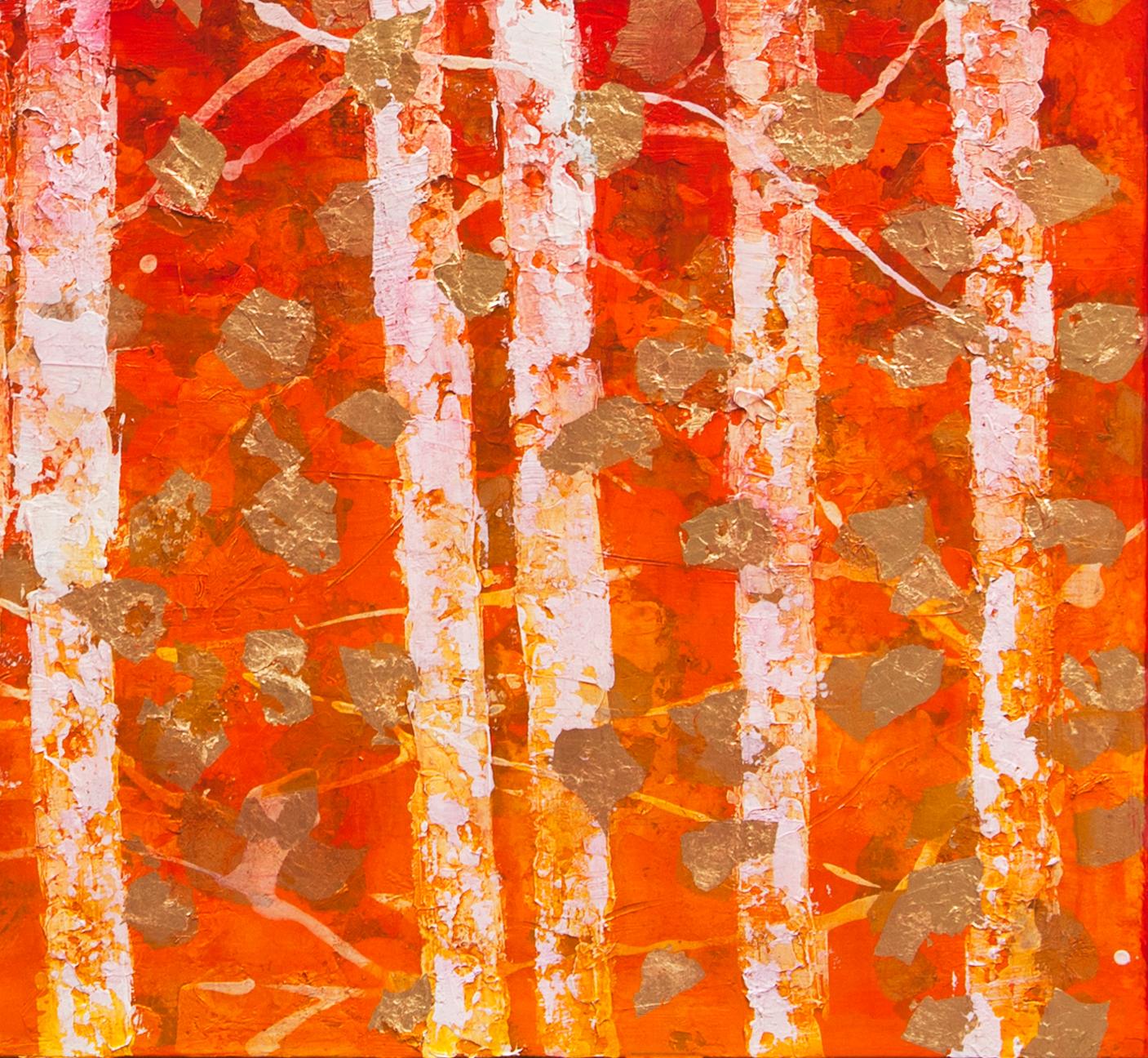 Golden Forest - 21st Century, Contemporary, Abstract Painting, Oil, Gold Leaf 3