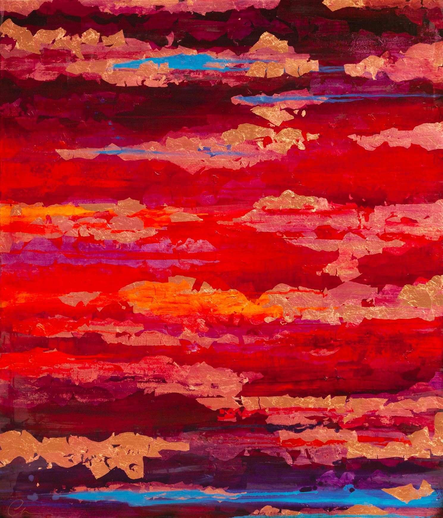 Chelsea Davine Abstract Painting – Golden Hour - 21. Jahrhundert, Zeitgenössisch, Abstrakte Malerei, Blattgold