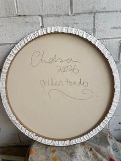 Golden Tondo - 21st Century, Oil painting, gold leaf, abstract, winter