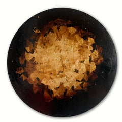 Golden Tondo - 21st Century, Oil painting, gold leaf, abstract, winter