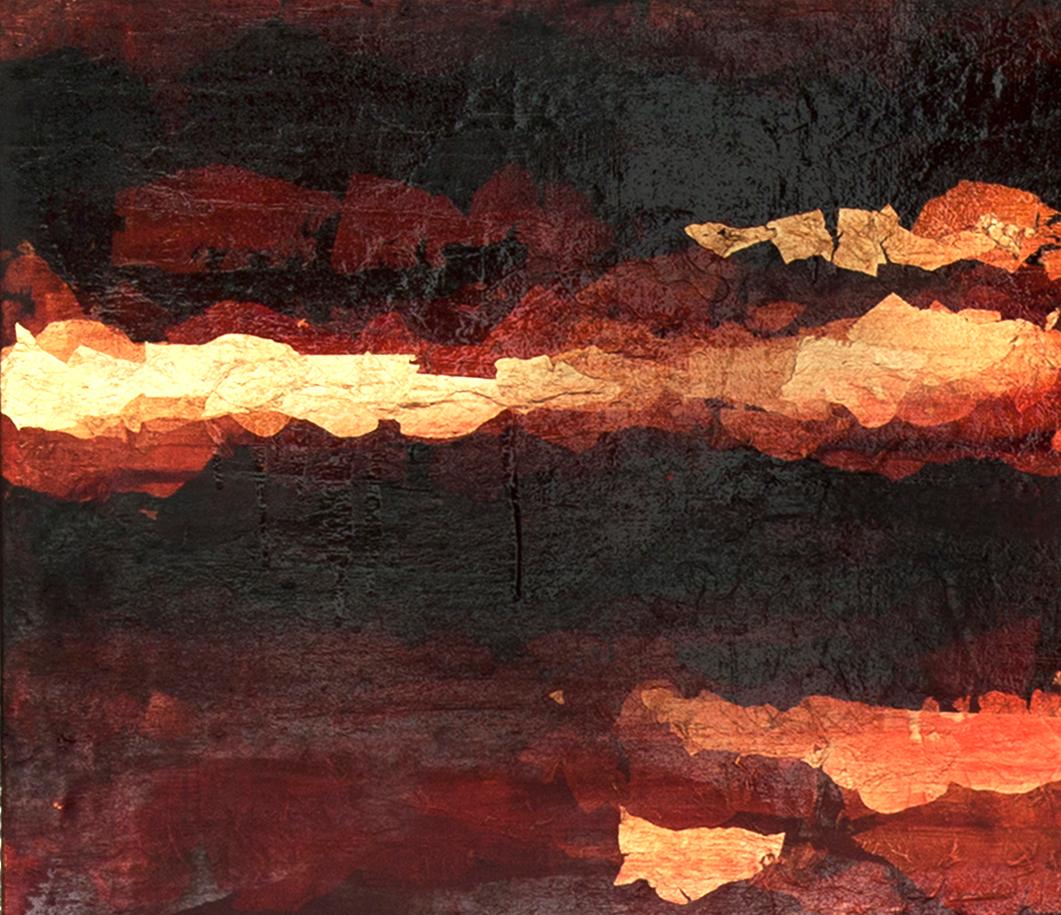 Half Light With Gold - 21st Cent, Contemporary, Abstract Painting, Gold Leaf 2
