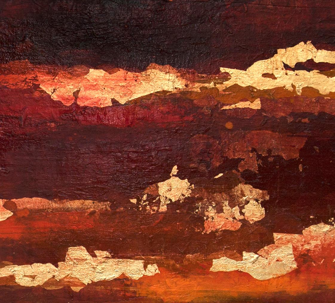 Half Light With Gold - 21st Cent, Contemporary, Abstract Painting, Gold Leaf 4
