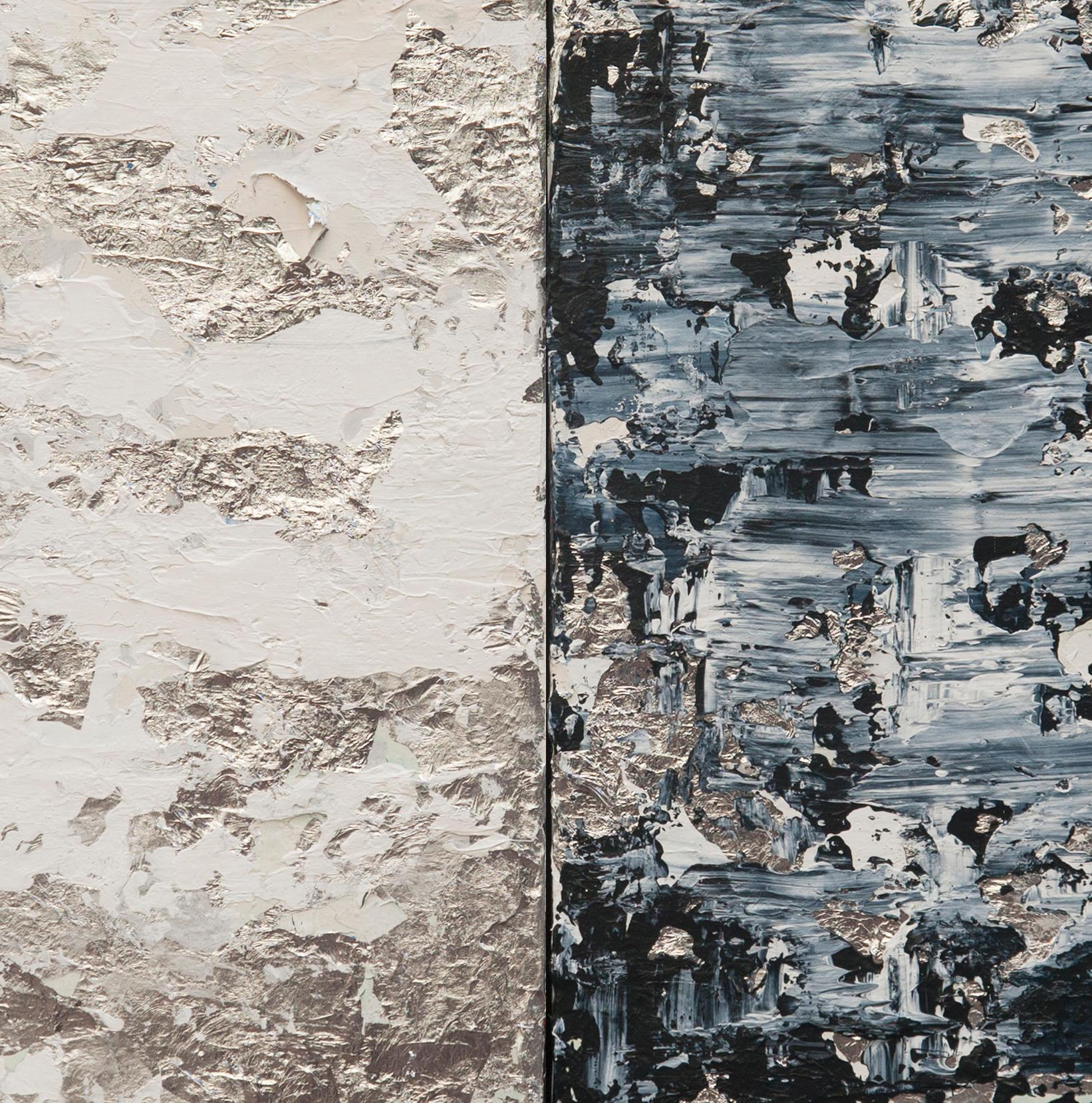 Orizzonte in acciaio argentato - 21° secolo, Contemporaneo, Pittura astratta, Argento in vendita 1