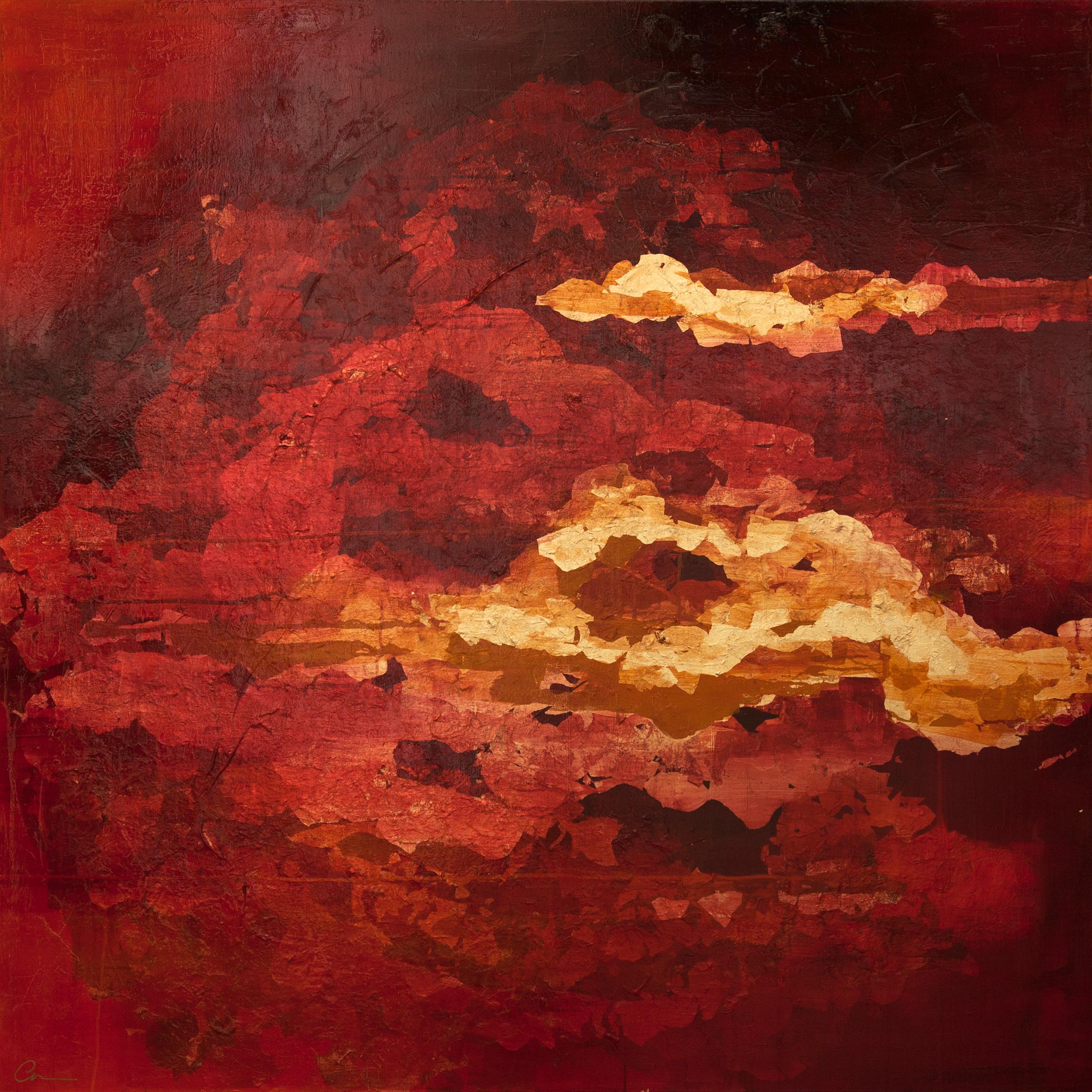 Chelsea Davine Abstract Painting - Into the Heart with Gold - 21st Century, Contemporary, Oil Painting, Gold Leaf