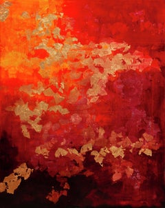 Meets West -  21st Century, Contemporary, Abstract, Oil Painting, Gold Leaf