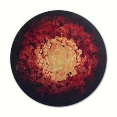 Ombré con Oro - XXIe siècle, peinture à l'huile, feuille d'or, abstrait, automne