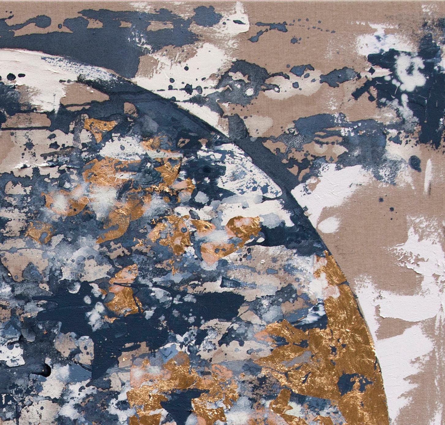 Pale Meridian With Gold - 21st Cent, Contemporary, Abstract Painting, Gold Leaf 3
