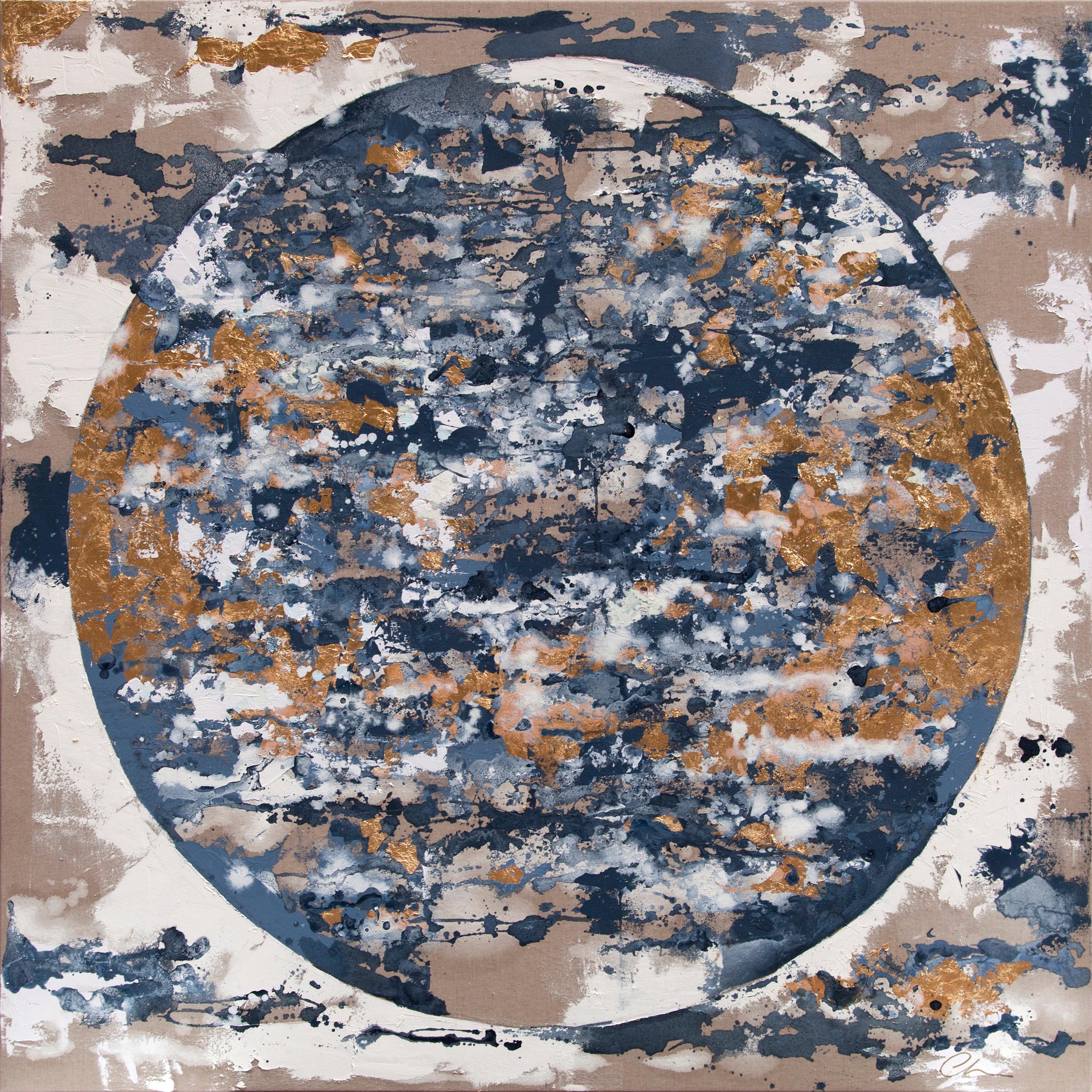 Pale Meridian With Gold - 21st Cent, Contemporary, Abstract Painting, Gold Leaf - Mixed Media Art by Chelsea Davine
