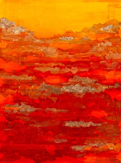 Spring Valley - 21st Cent., Oil, abstract, night, gold leaf