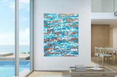 Mar de Verano - Siglo XXI, Óleo, abstracto, noche, pan de oro