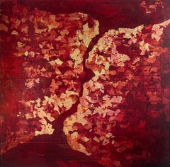 Traces of the Bosphoros - 21st Century, Oil painting, gold leaf, abstract, fall