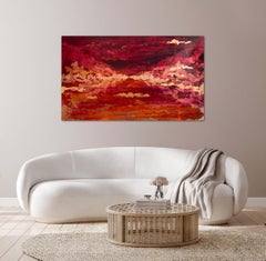 Where East Meets West - 21e siècle, peinture à l'huile, feuille d'or, abstrait, hiver