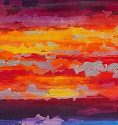 Winter Dawn - 21st Cent., Contemporary, Abstract, Oil Painting, Gold Leaf