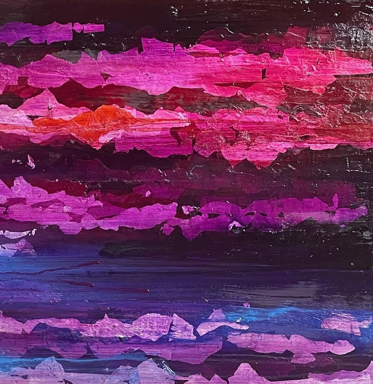 Winter Dawn – 21. Jahrhundert, Zeitgenössisch, Abstrakt, Ölgemälde, Blattgold (Pink), Abstract Painting, von Chelsea Davine