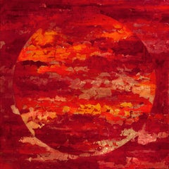 Meridiano de Invierno - Siglo XXI, Acero con pan de oro, abstracto, noche, rojo