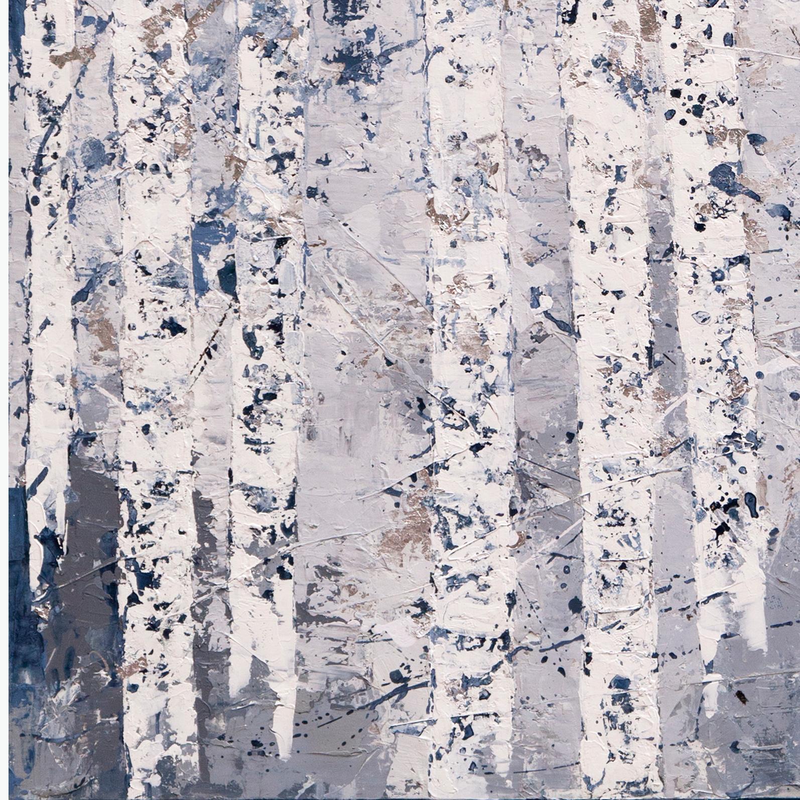 Winter Stillness VIII - 21st Century, Contemporary, Painting, Gold Leaf, Forest 1