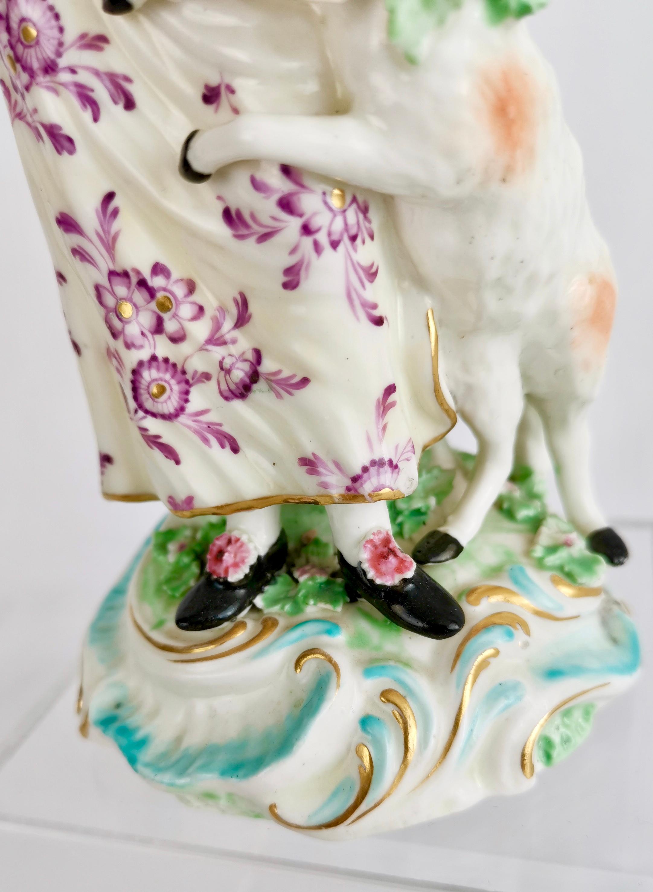 Derby Figure of Shepherdess with Garlanded Lamb, ca 1760 For Sale 2