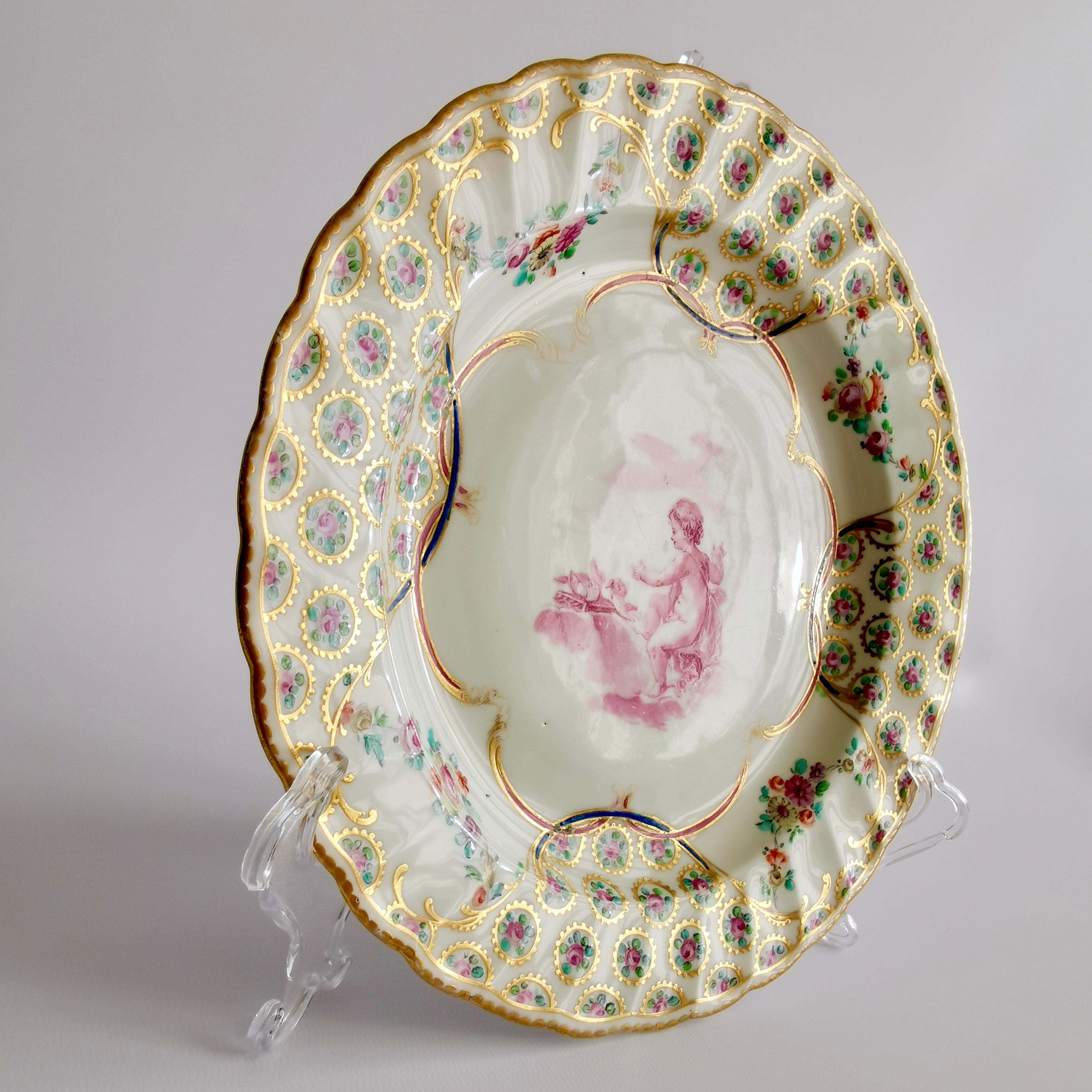Crown Derby Porcelain Plate, Puce Cherubs by Richard Askew, Georgian ca 1785 For Sale 4