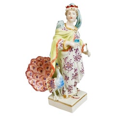 Chelsea-Derby Porcelain Figure of Juno with a Peacock, ca 1780
