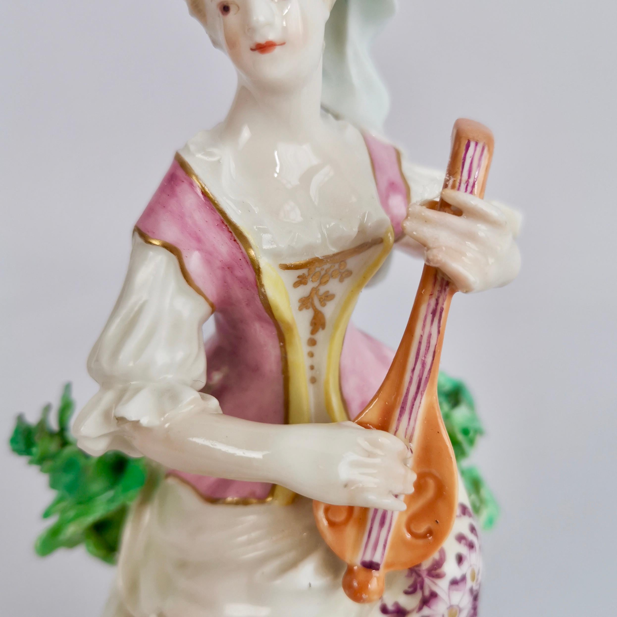 Chelsea-Derby Porcelain Figure of Lady with Lute, 18th Century, circa 1770 2