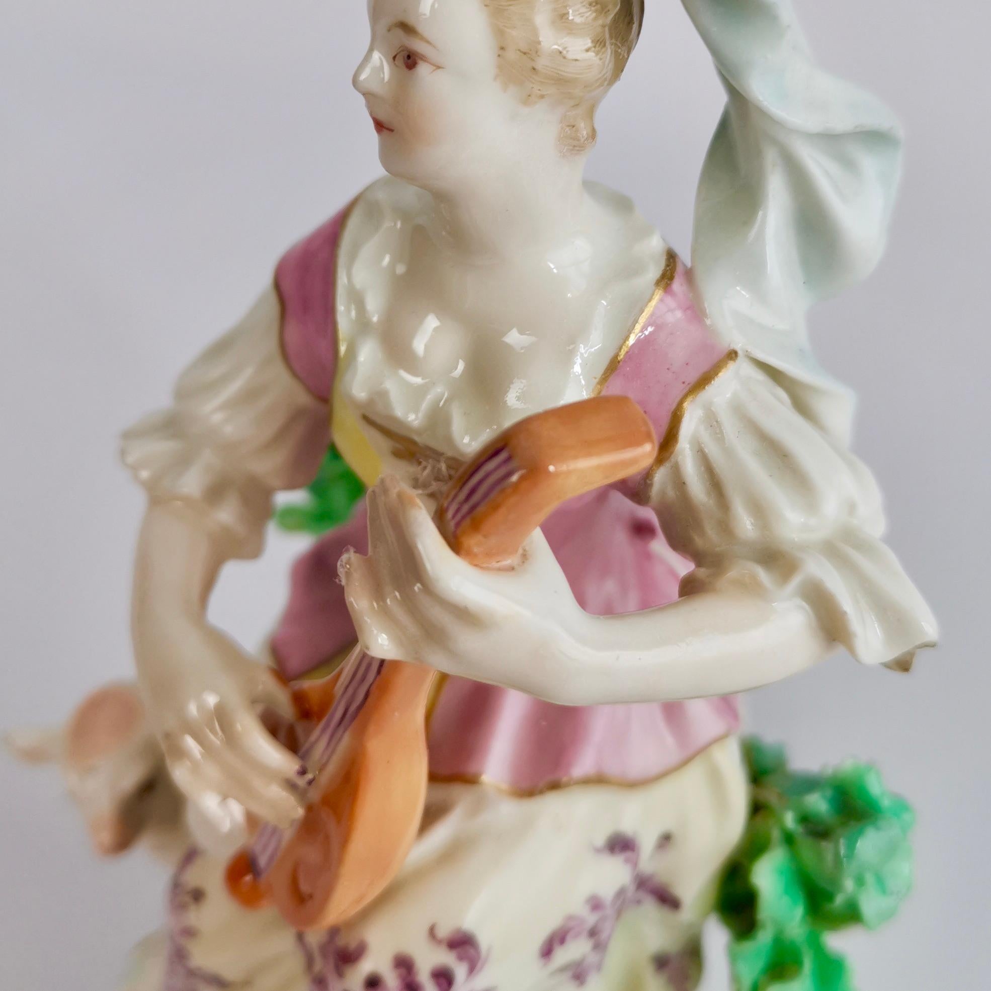 Chelsea-Derby Porcelain Figure of Lady with Lute, 18th Century, circa 1770 4