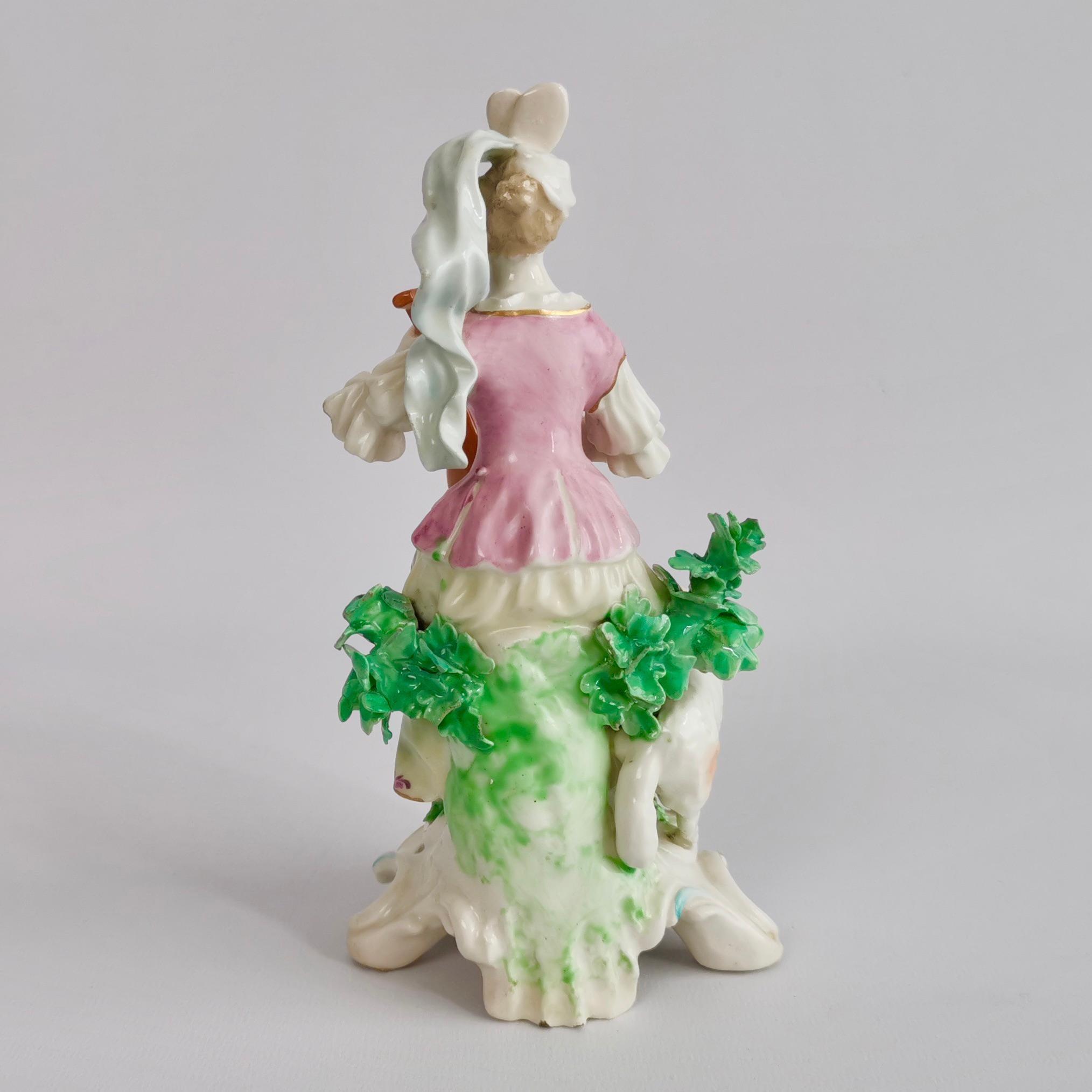 Rococo Chelsea-Derby Porcelain Figure of Lady with Lute, 18th Century, circa 1770
