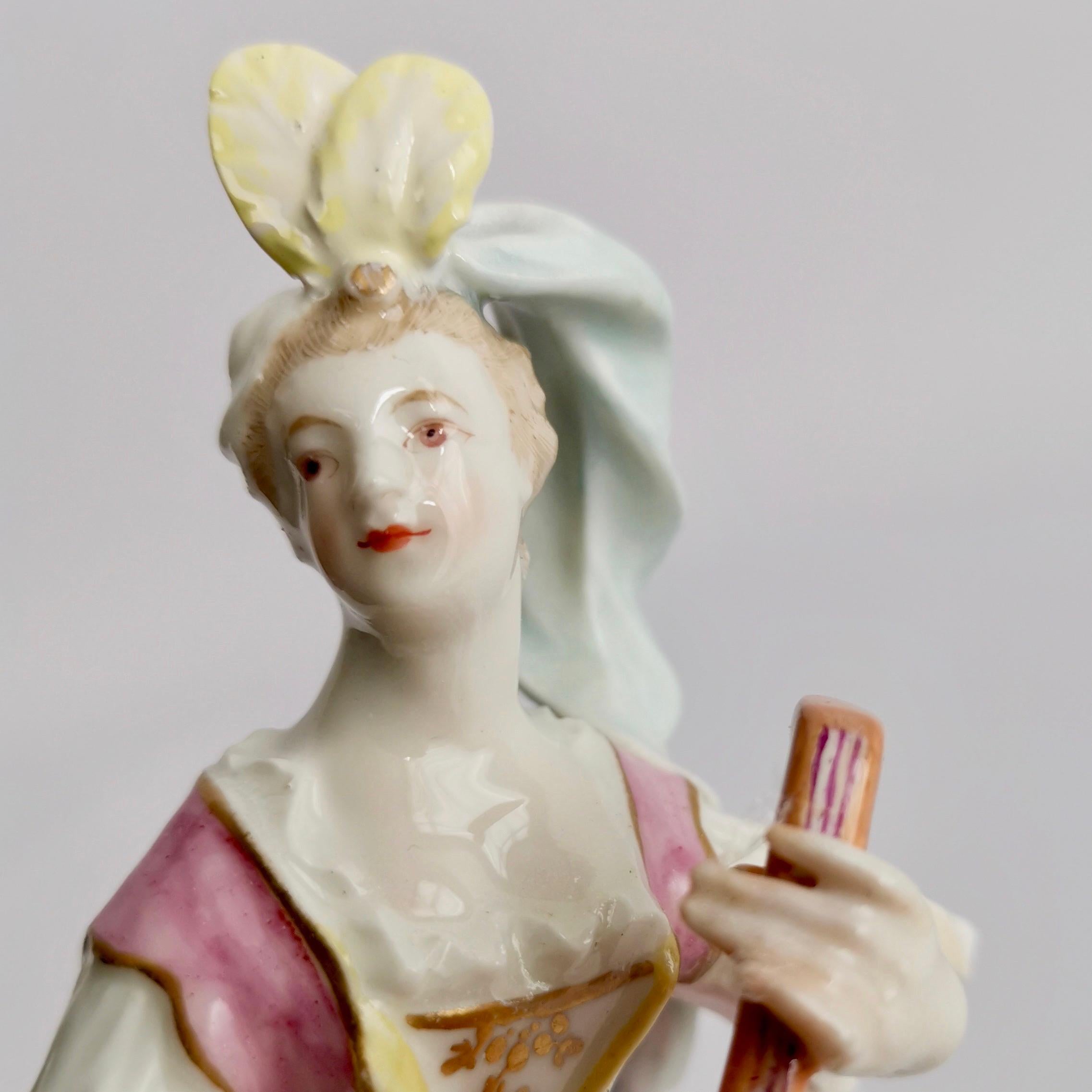 English Chelsea-Derby Porcelain Figure of Lady with Lute, 18th Century, circa 1770