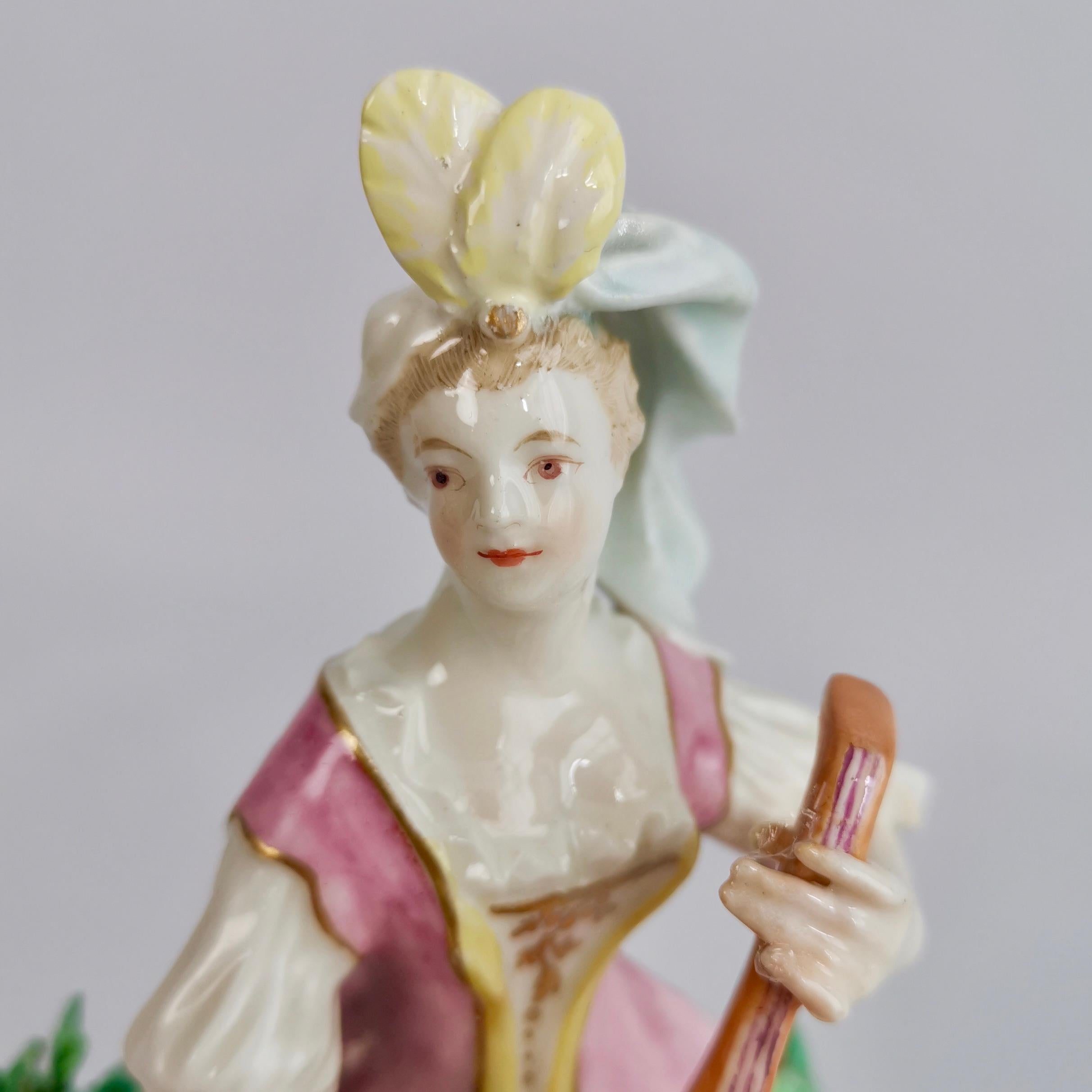 Chelsea-Derby Porcelain Figure of Lady with Lute, 18th Century, circa 1770 In Good Condition In London, GB