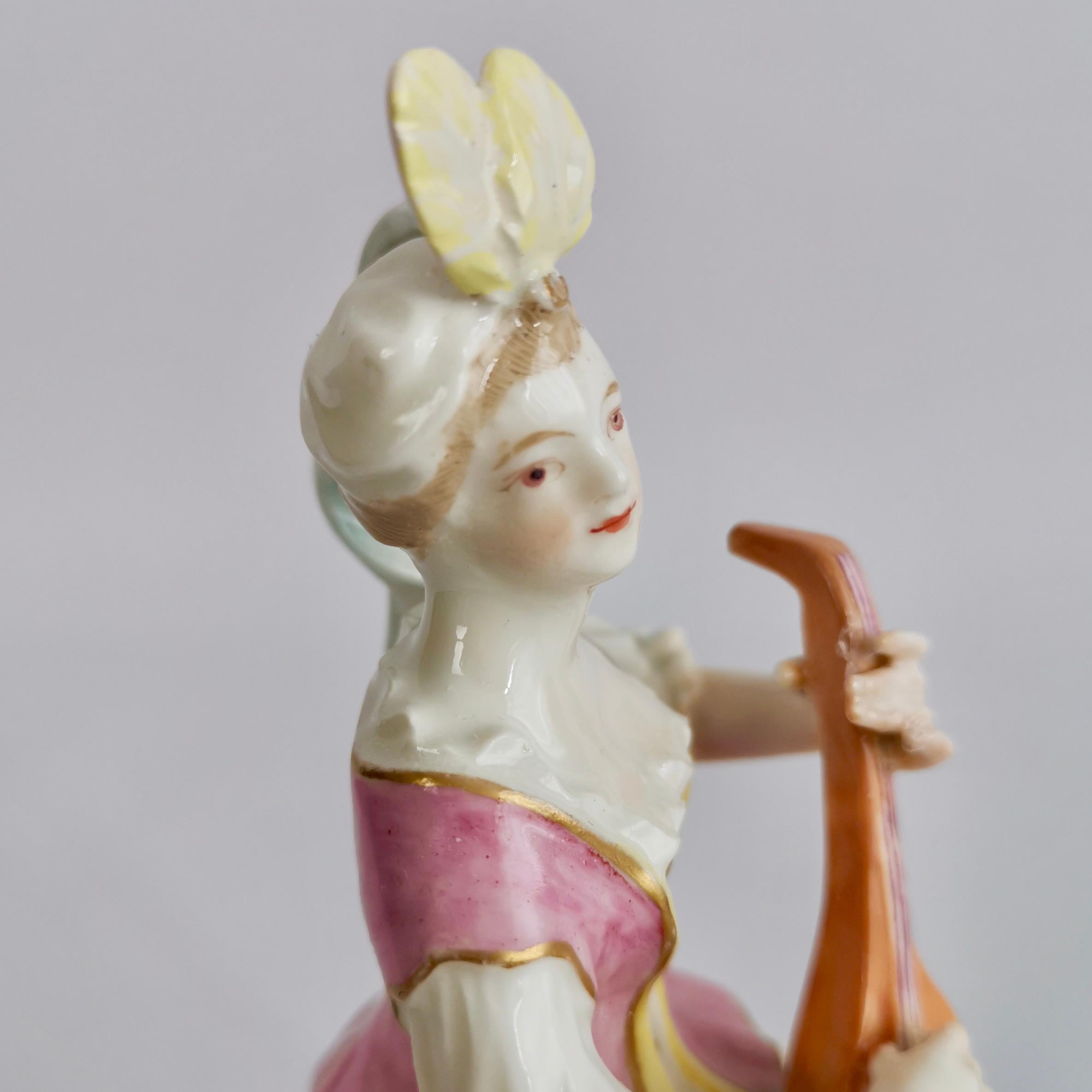 Late 18th Century Chelsea-Derby Porcelain Figure of Lady with Lute, 18th Century, circa 1770