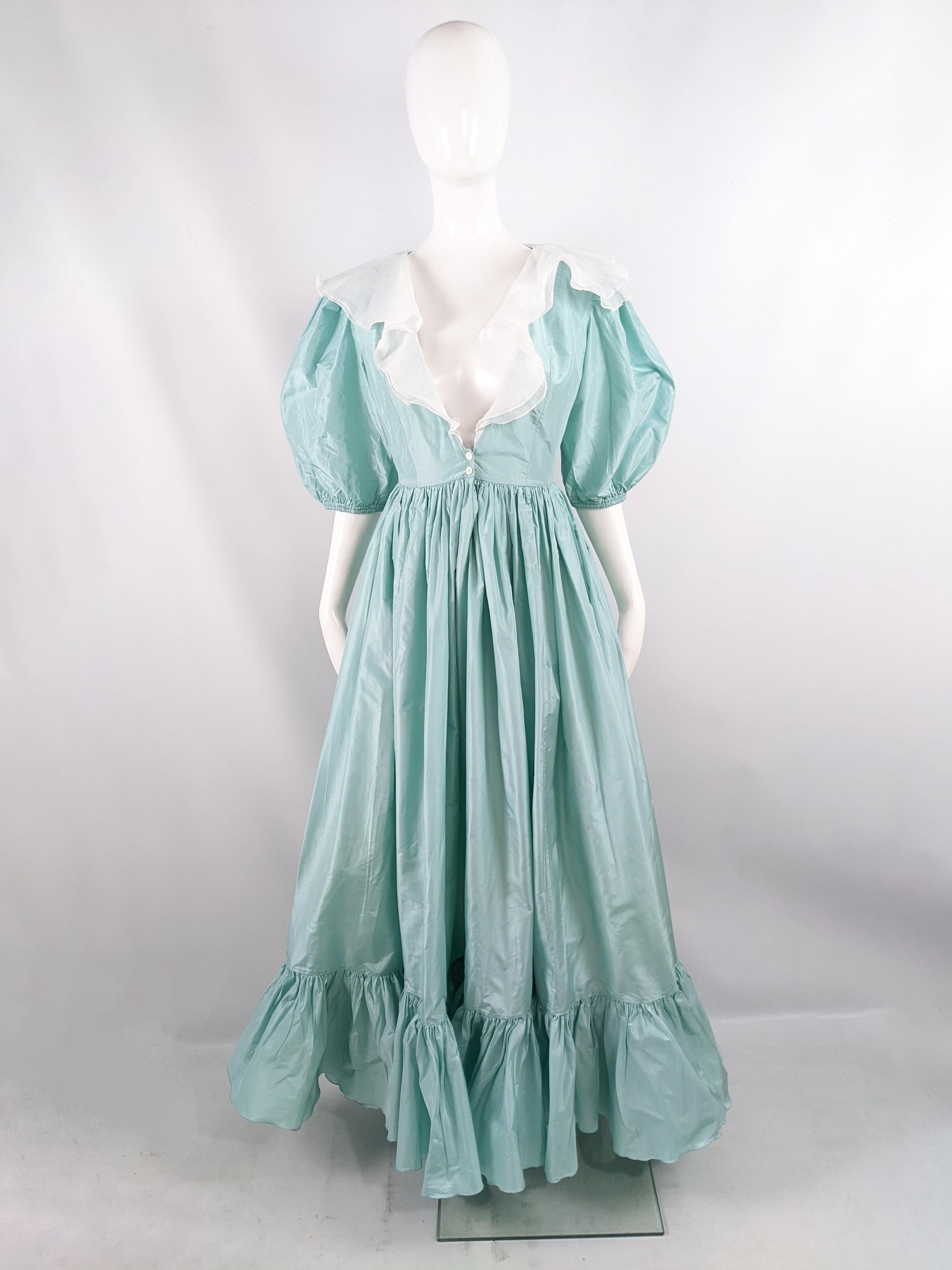 An absolutely incredible vintage womens evening dress from the 80s by luxury French-born fashion designer, Catherine Walker (a favourite of Princess Diana - who she designed over 1000 dresses for) for her Chelsea Design Company label. In a pastel