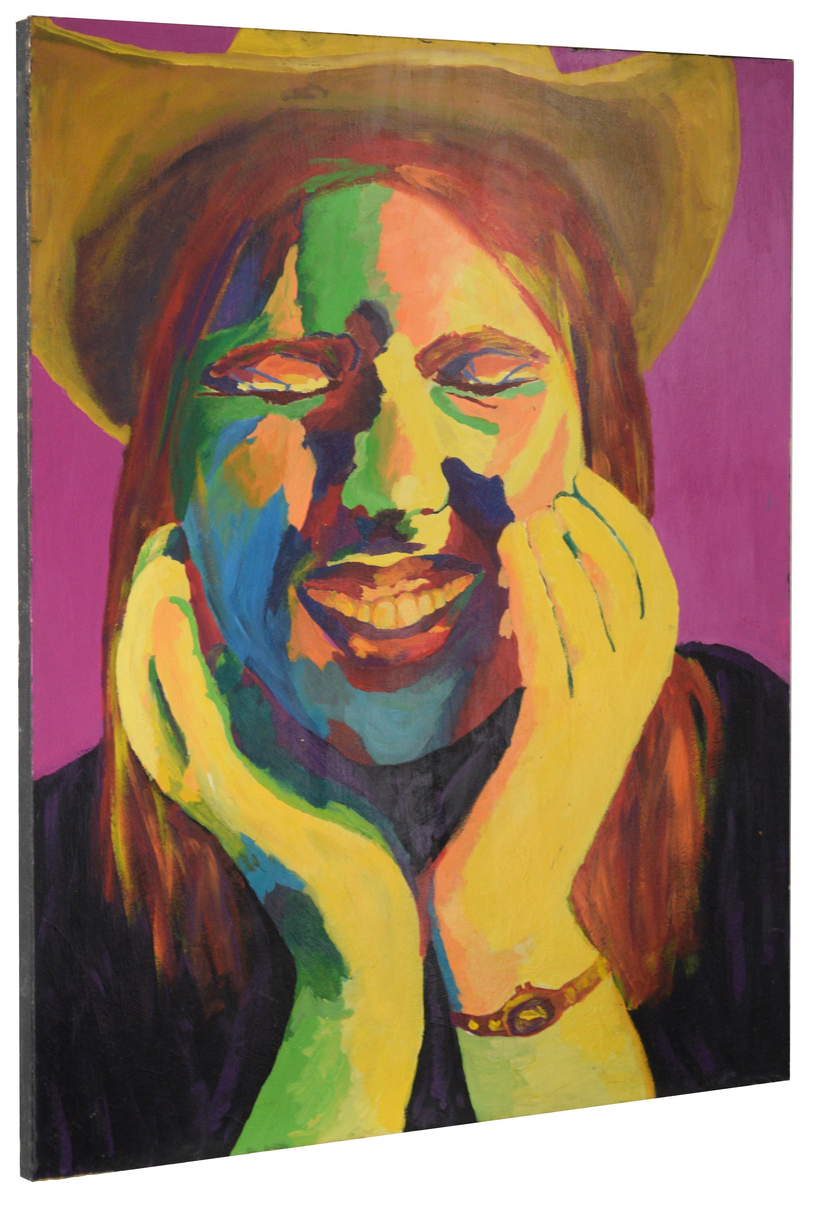 Laughing Woman  - Brown Portrait Painting by Chelsea Frost