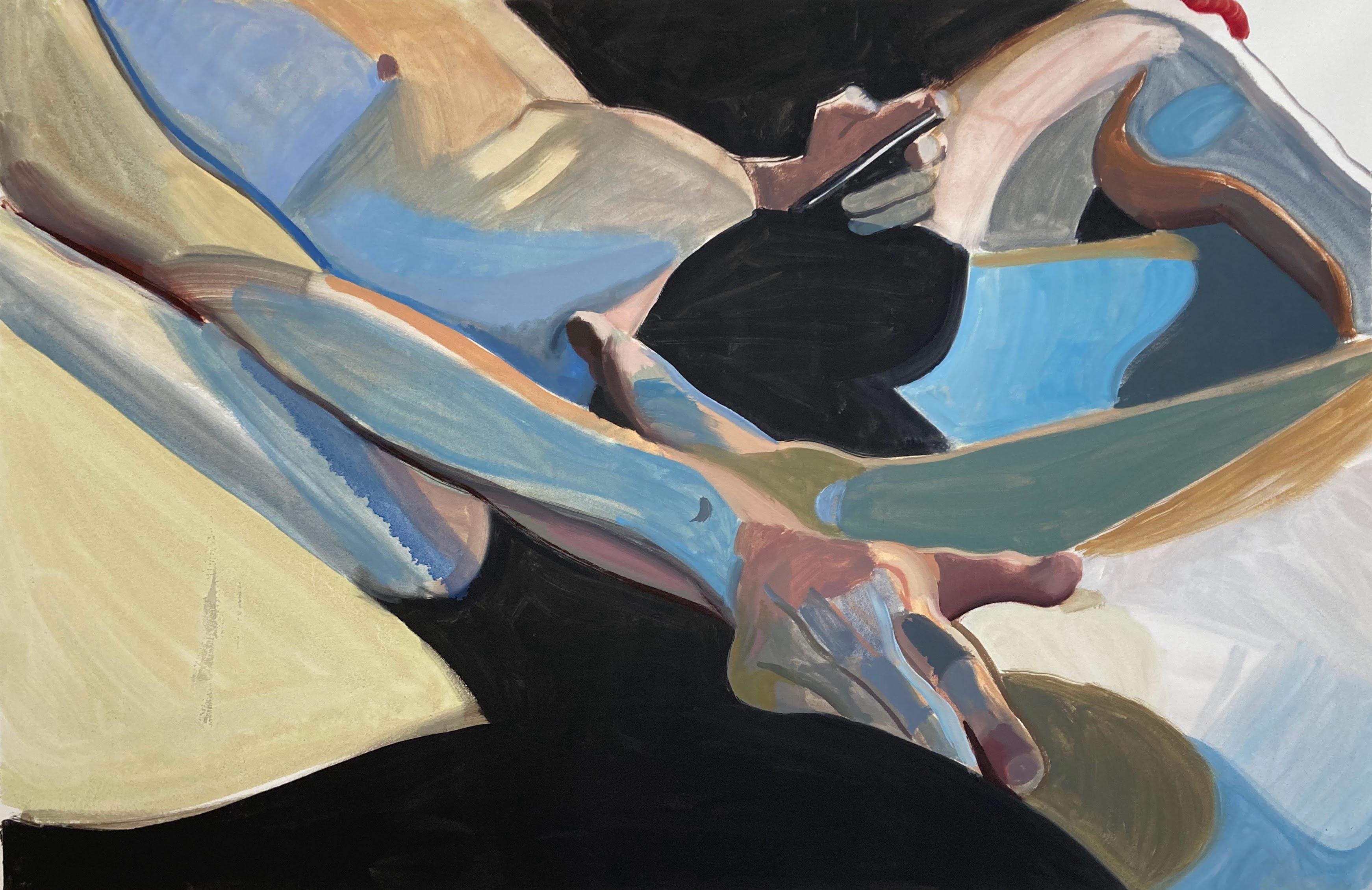 "Caricia" - Pintura al óleo abstracta figurativa contemporánea