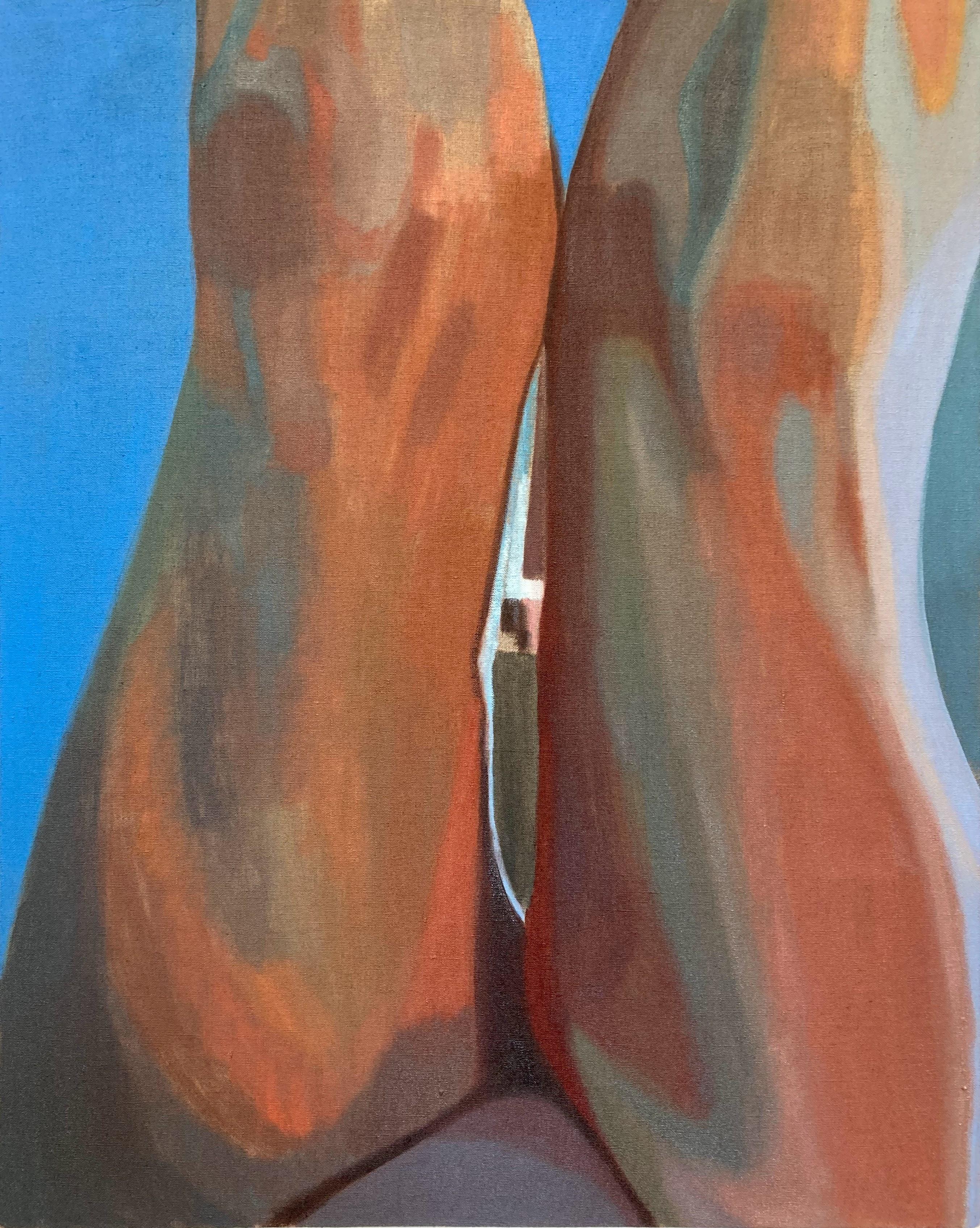 "Alto yo, bajo cuerpo" - Pintura al óleo figurativa contemporánea