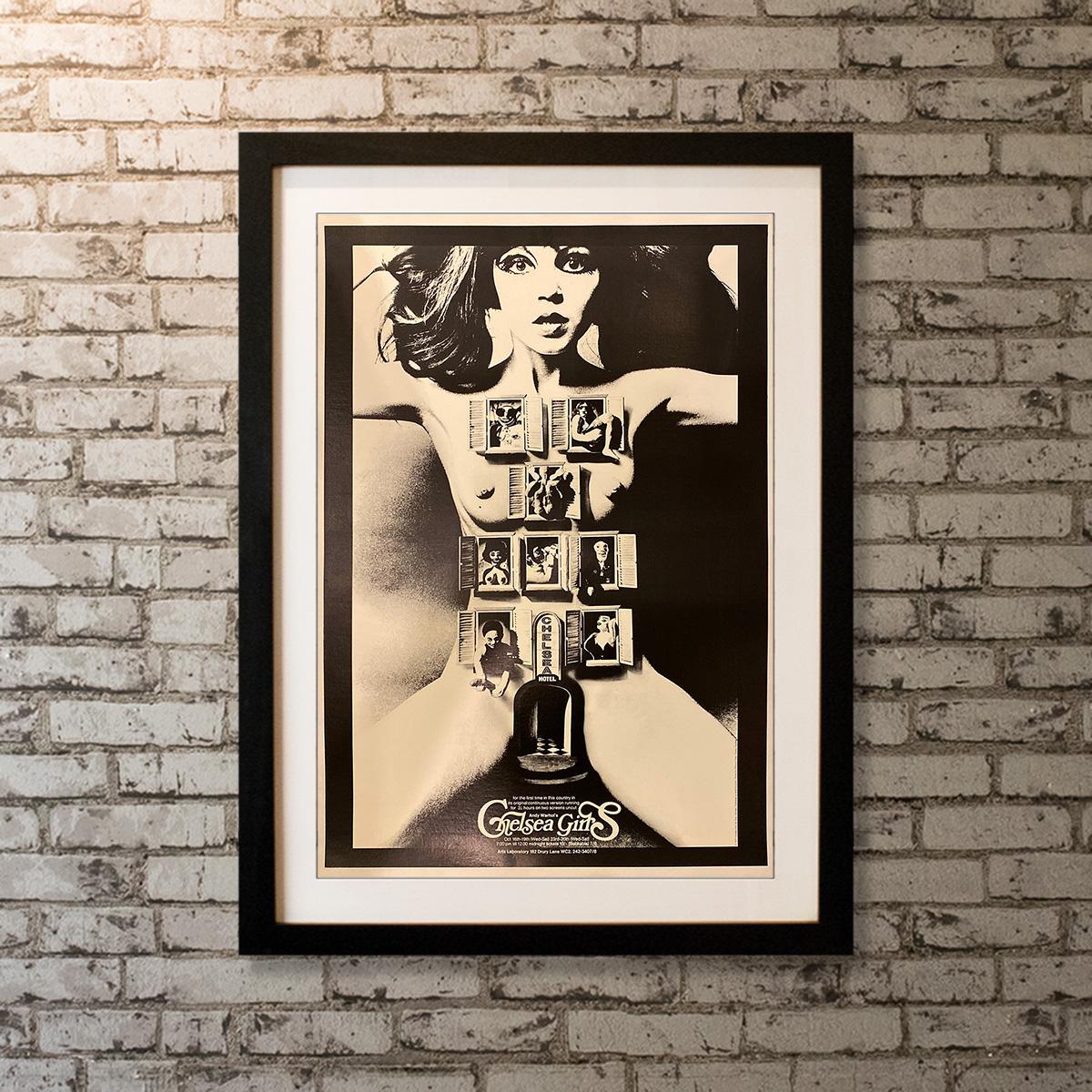 Original British double-crown, part art artefact and part movie poster. Alan Aldridge's iconic design for Andy Warhol's Chelsea girls is possibly the most sought after art movie poster image of the late 1960s, as it combines Warhol with swinging