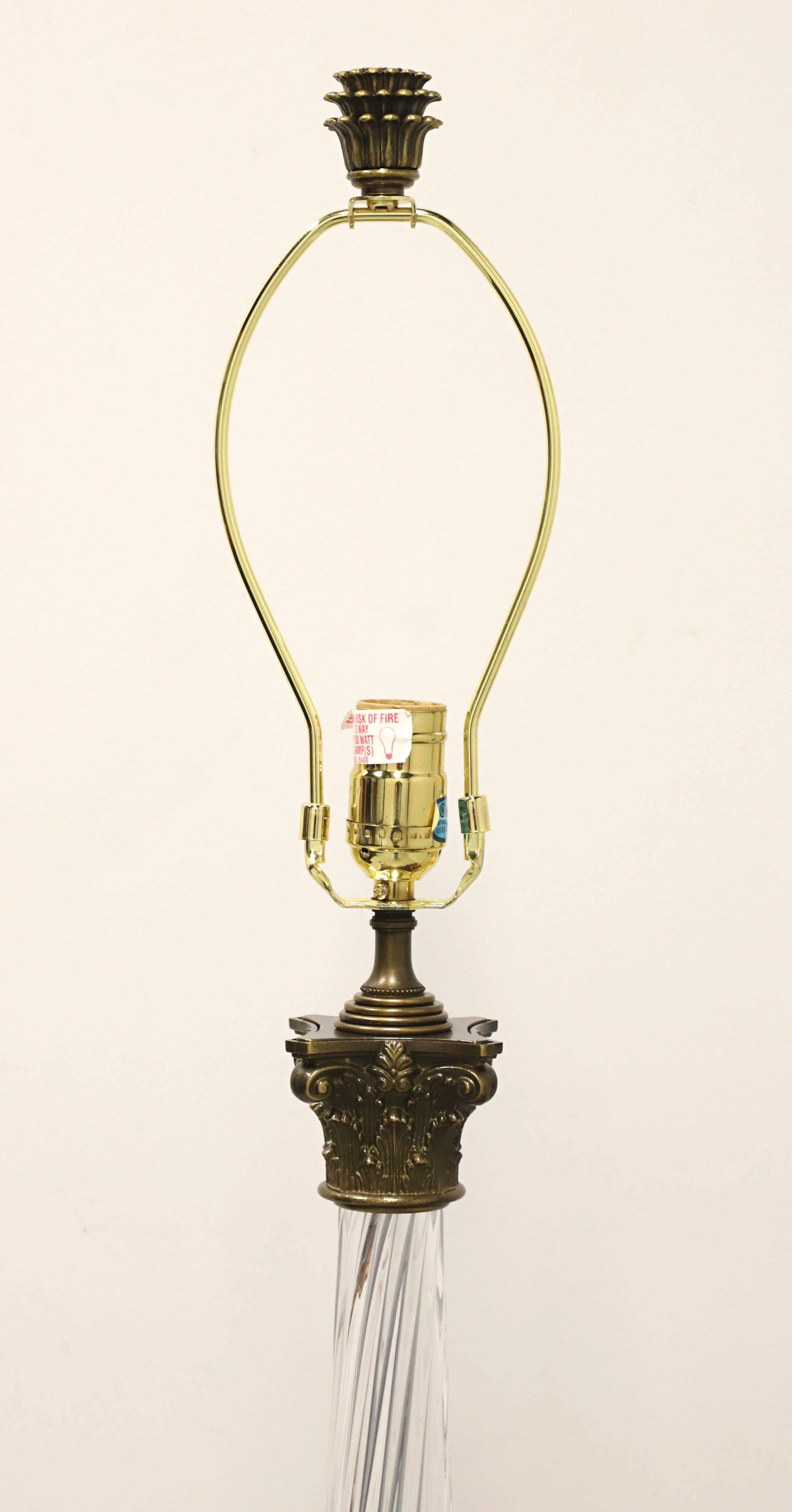 CHELSEA HOUSE Brass & Glass Traditional Table Lamps with Duckhead Feet - Pair In Good Condition In Charlotte, NC