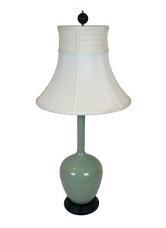 Chelsea House Celadon Green Ceramic Bottle Vase Table Lamp Chinoiserie 31"