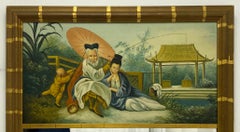 Chelsea House Chinoiserie Oil on Canvas Trumeau Mirror