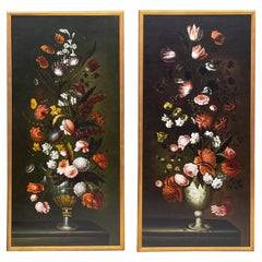 Chelsea House Italian Floral Still Life Oil On Canvas With Gold Leaf Frames, S/2