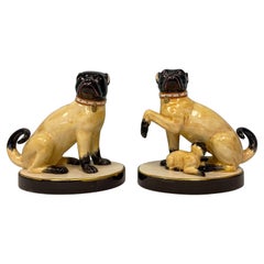 Chelsea House Italian Porcelain Port Royal Pug Dog Figurines, Pair