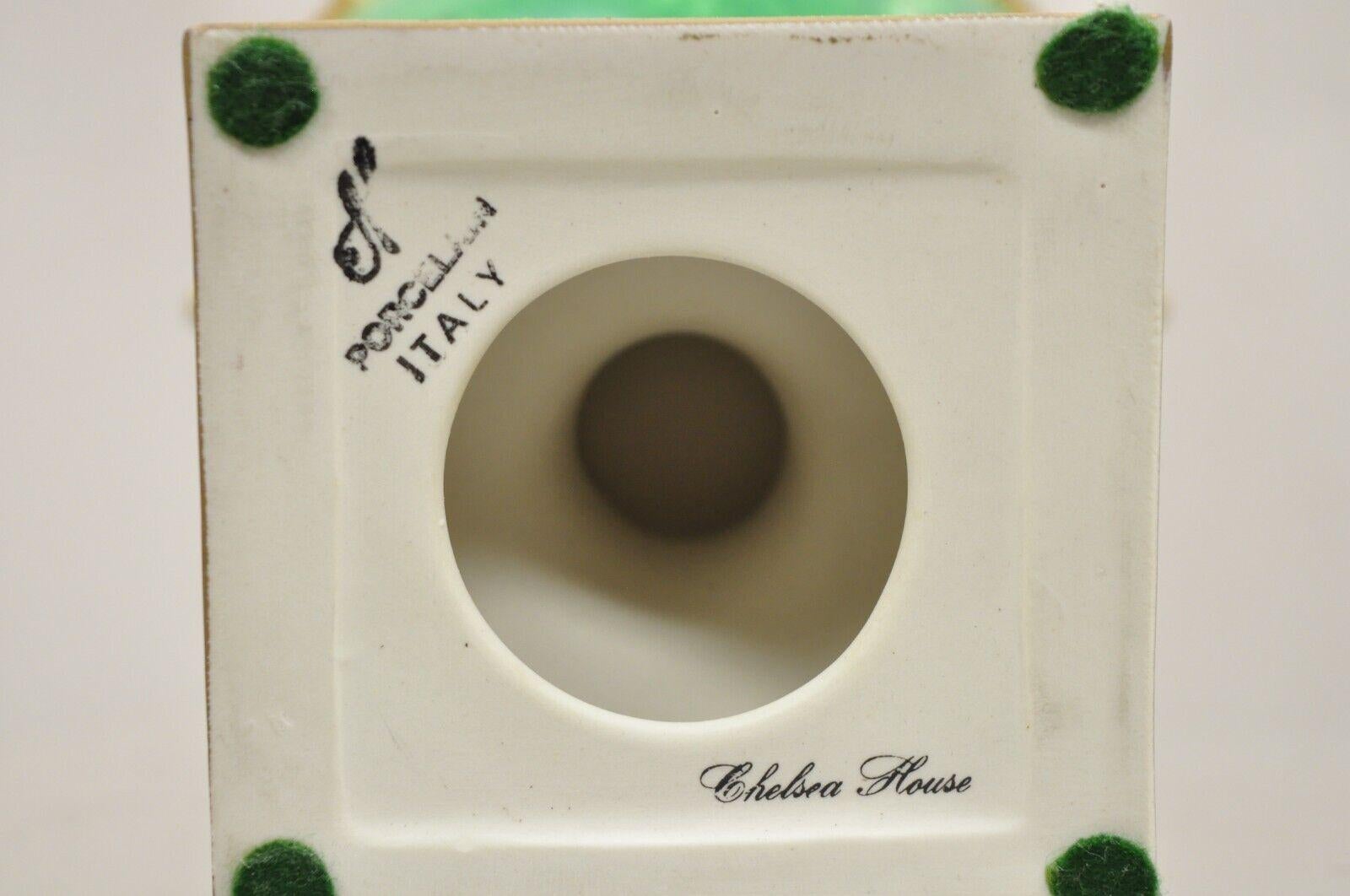 Chelsea House Italian Regency Ram Green Malachite Painted Porcelain Urn - a Pair For Sale 5