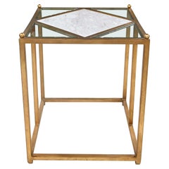 Chelsea House Jamie Merida Collection Iron Antique Gold Leaf Harlequin End Table